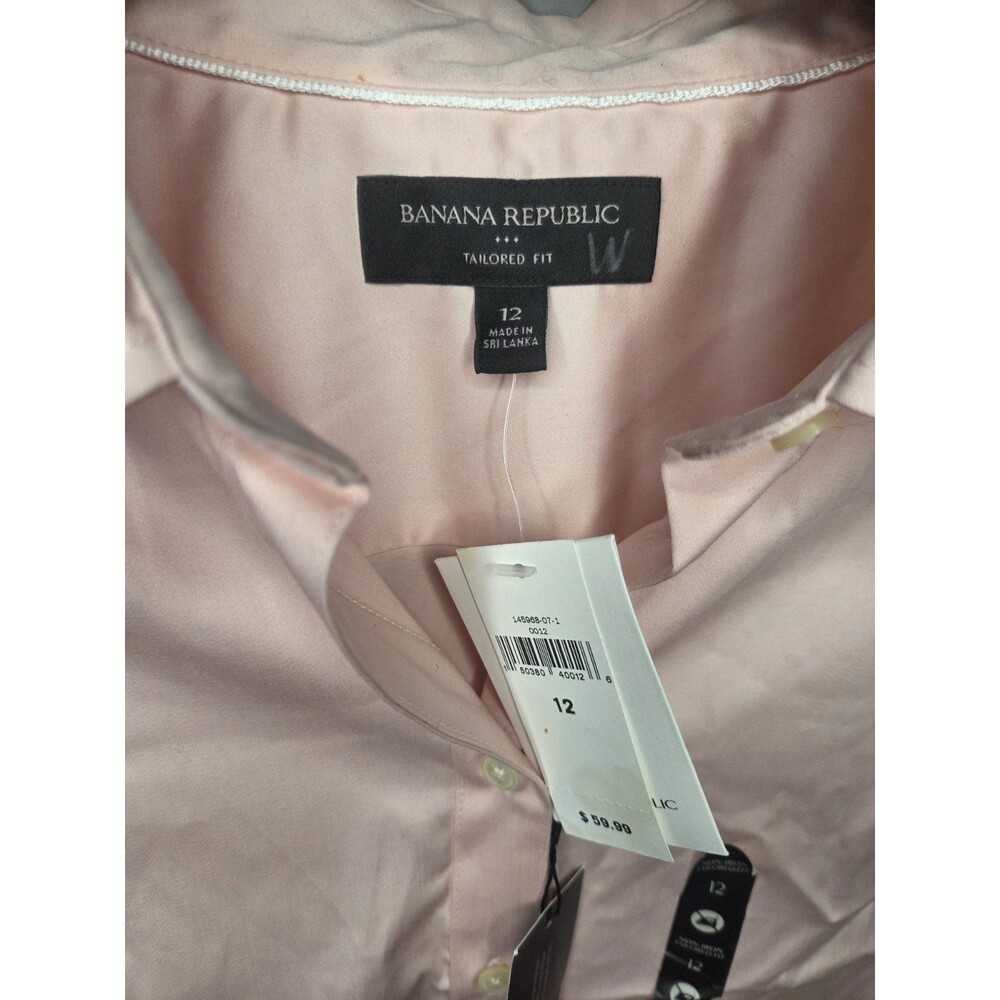 Banana Republic Tailored Fit Pink Woven Button-Up Shirt 12